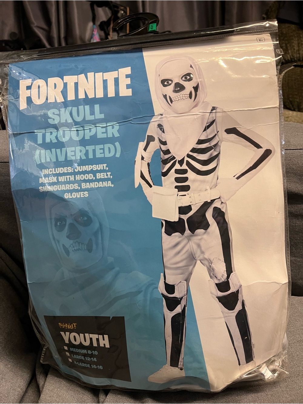 Fortnite Skull Trooper (Inverted) Youth Halloween Costume - White & Black
